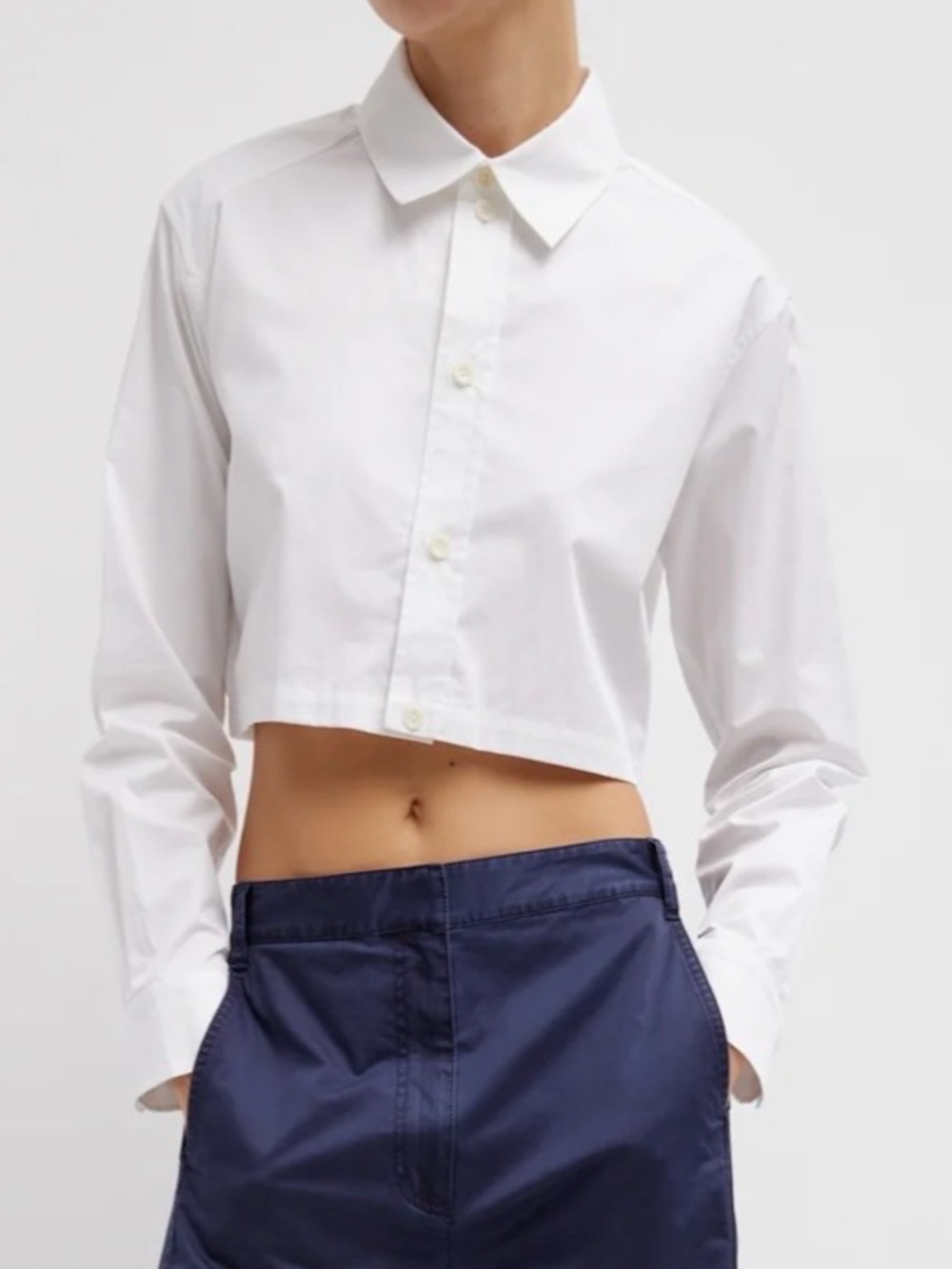 Tibi Eco Poplin Cropped Shirt
